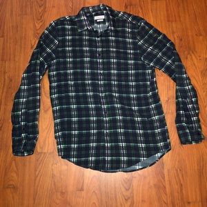 Zara navy/green/white plaid shirt